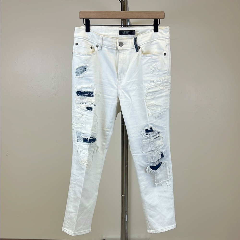 Ralph Lauren White Slim Distressed Jeans